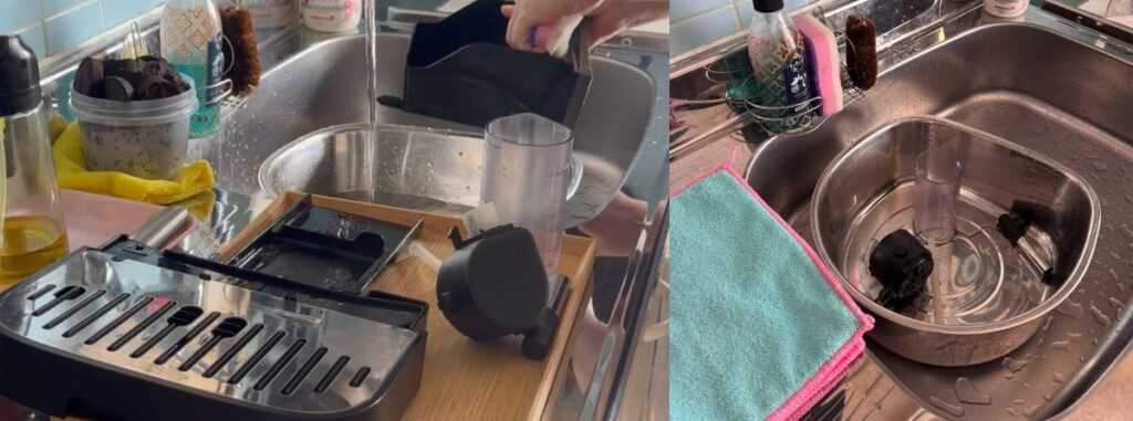 マグニフィカ イーヴォ ECAM29081XTB抽出トレイ・給水タンク・ミルクタンクを洗う