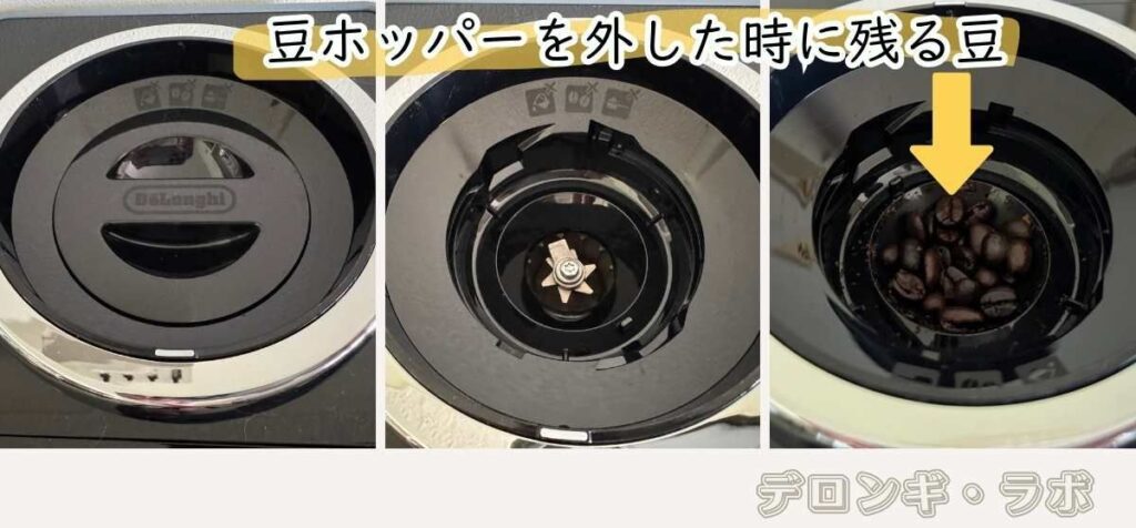 リヴェリア(EXAM44055G/BG)ホッパー交換時に残る実際の豆量