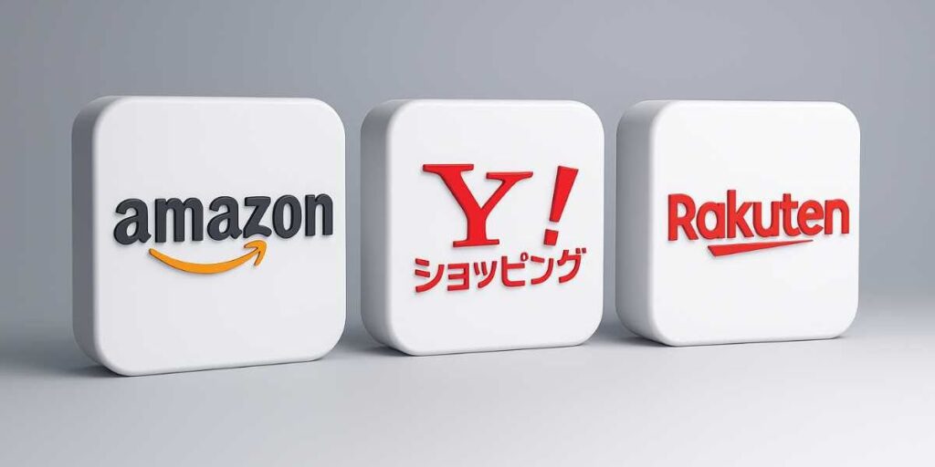 Amazon・楽天・ヤフーショッピングのロゴ