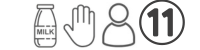 エレッタカプチーノトップ ECAM45760Bの主な機能アイコン（ラテクレマ、手動ミルク、マイメニュー、総メニュー数11 ）