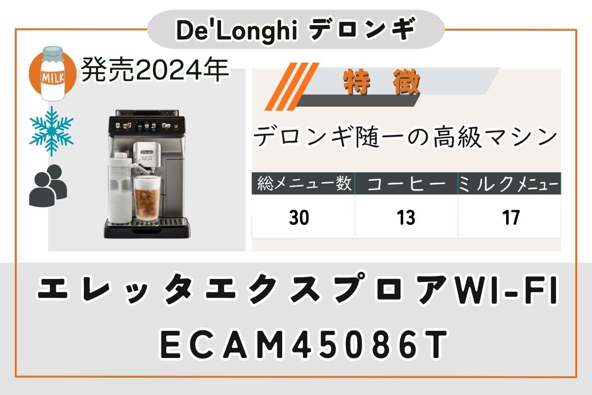 エレッタ エクスプロア Wi-Fiモデル (ECAM45086T)機種まとめ