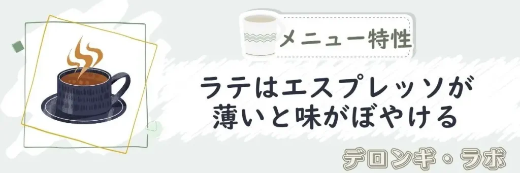 【メニュー特性】ラテはエスプレッソが薄いと味がぼやける