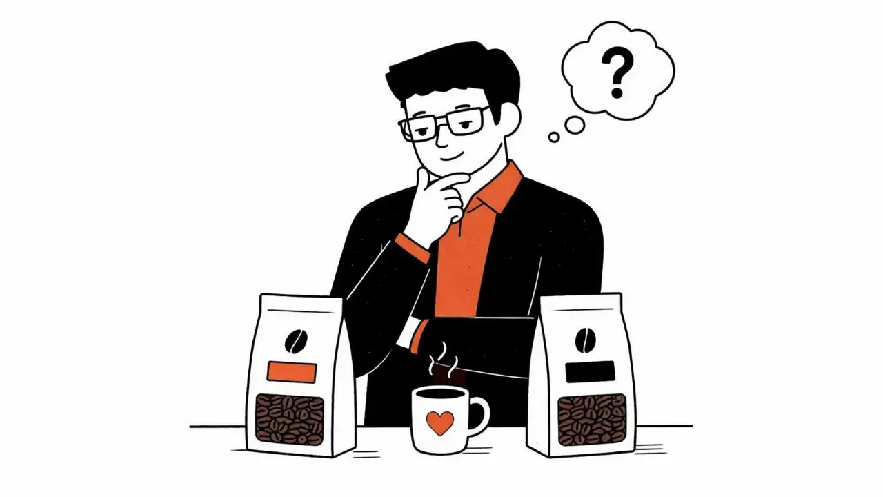 2種類のコーヒー豆をどちらにしようか悩んでいる人