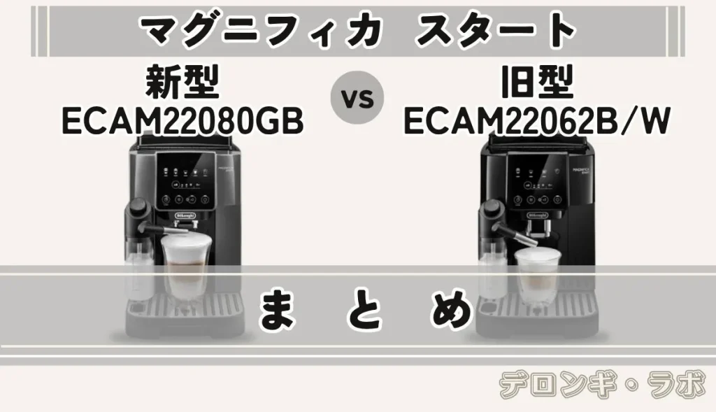 デロンギ マグニフィカスタート 新型ECAM22080GBと旧型ECAM22062B/Wのまとめ